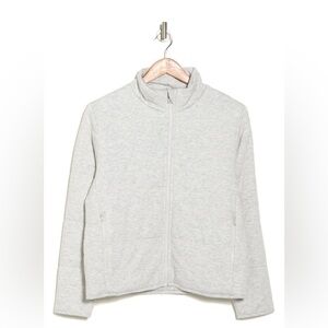 Three Dots Quilted Knit Jacket Heather Grey M